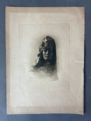 RODIN d'après, Portrait, gravure de A.