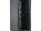 a close up of a server cabinet with a door open