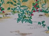 a picture of a painting of flowers on a wall