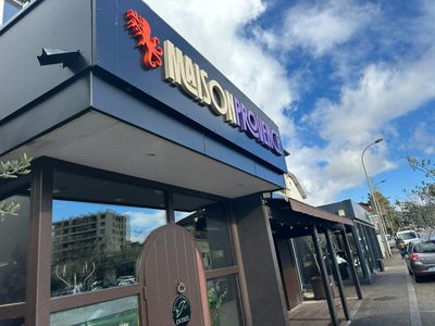 a building with a sign that says music center on it