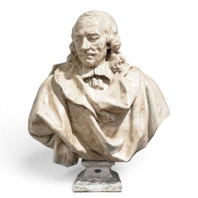 buste en marbre représentant un homme aux cheveux longs et à la barbe fournie