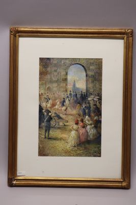 Claude VERLINDE (1927-2020) " Scène animée" , aquarelle et g…