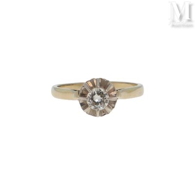 Bague diamant solitaire Bague solitaire en or gris 18K (750°…