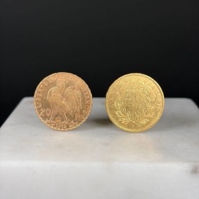 Ensemble de 2 pièces de 20 francs or Poids : 12,8 g