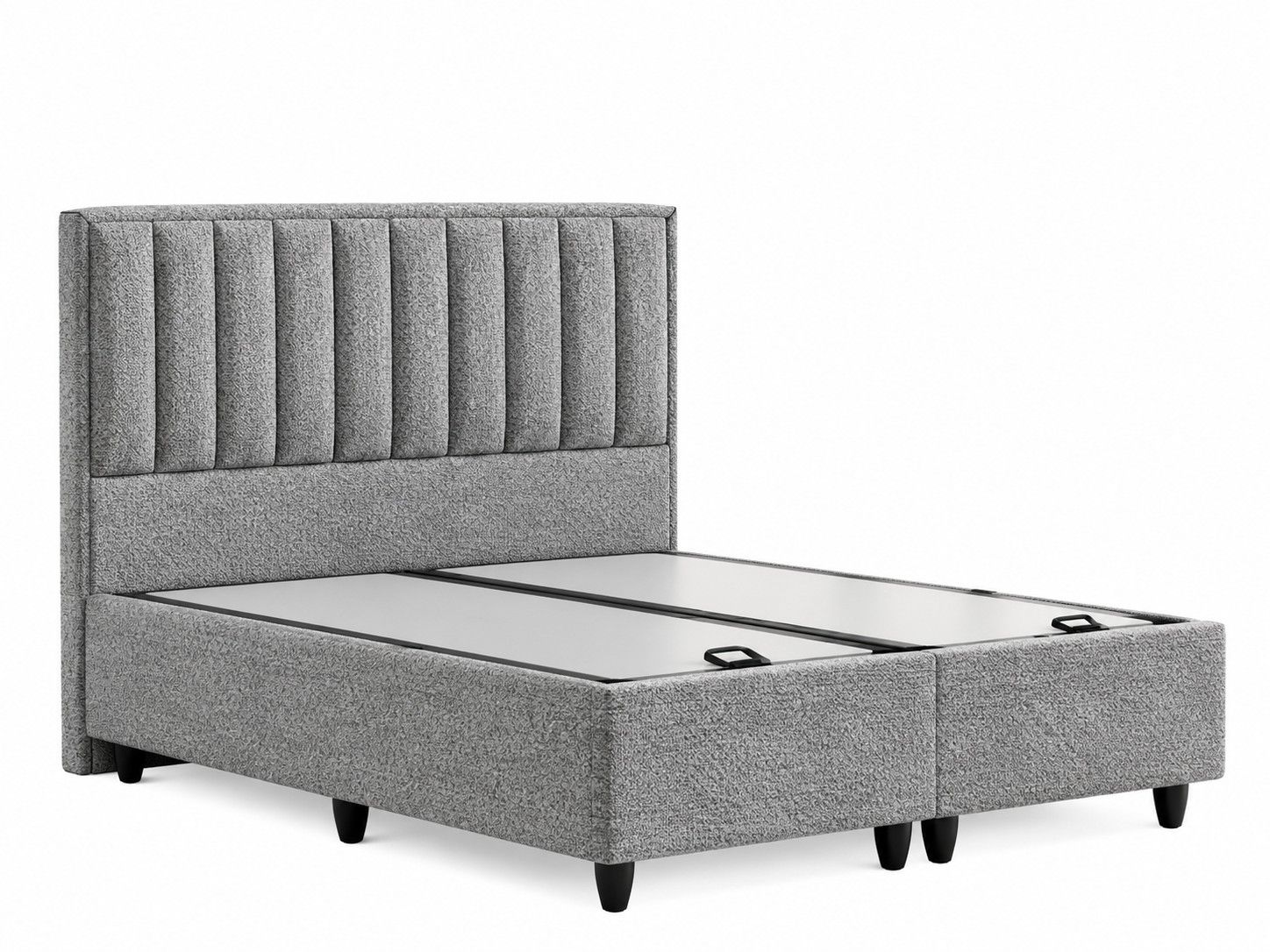 1 x Lit coffre Paros 140x190 cm gris avec 2 tables de chevet…