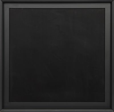 an empty black chalkboard with a wooden frame on a white background