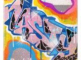 a painting of graffiti with a no smoking sign on it