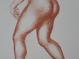 an image of a drawing of a nude woman standing in the sand