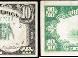 trois images différentes d'un billet d'un dollar vert et blanc