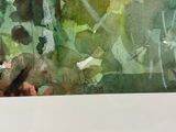 a picture of a watercolor painting of a bird in the woods