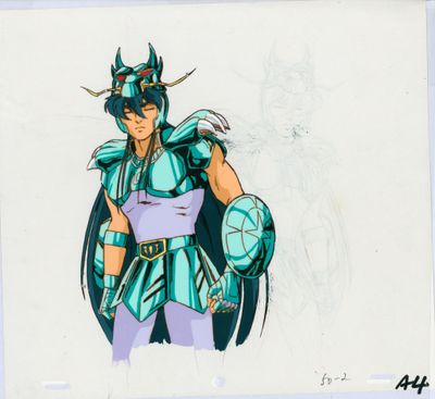 an animation drawing of a woman dressed in armor and holding a sword