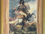tableau représentant un homme à cheval, avec une épée posée sur la monture