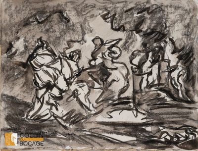 Cythère Fusain et encre, signé et daté en bas à gauche 24,5 …