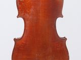 an old violin with a wooden back and bow on a white background