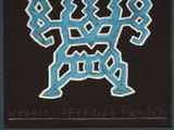 a picture of a blue and white drawing on a black background