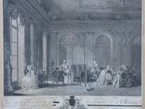 drawing of a drawing of a group of people sitting in a room