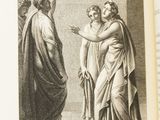an old book with a picture of a man and a woman