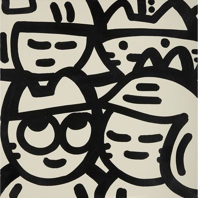 un dessin en noir et blanc représentant un groupe de chats