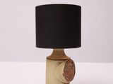 an image of a table lamp with a black shade on it