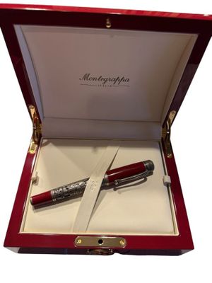 MONTEGRAPPA - Stylo roller en argent et laque rouge, modèle …