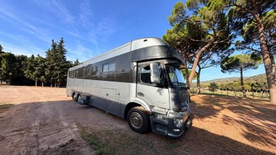 a bus that is parked on the side of the road