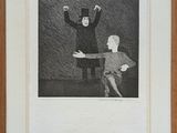 tableau représentant un homme et une femme assis sur un banc