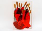 a picture of a knife holder with knives inside of it