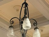 a light that is hanging from the ceiling in the room