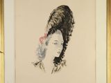 an image of a painting of a woman with a hat on