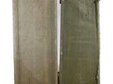 pair of vintage military canvas folding chairs with wood legs