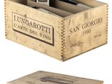 two wooden wine boxes with wine bottles in them on a white background