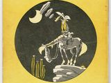 an old book with a picture of a man on a horse