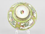 chinese porcelain vase with green and yellow decoration on stand