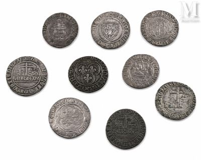 six different types of silver coins on a white background