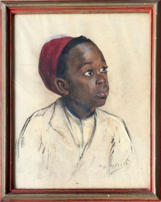 portrait d'un jeune garçon coiffé d'un bonnet rouge