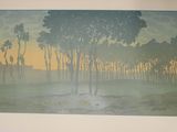 an image of a picture of a painting of trees in a forest