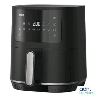 a close up of an air fryer on a white background