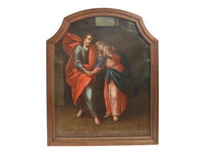 une image représentant un tableau où l'on voit une femme tenant la main d'un homme