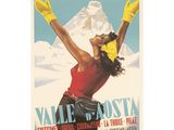 une affiche représentant une femme portant des gants jaunes et un t-shirt rouge