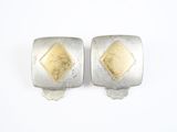 paire de boutons de manchette carrés en argent et en or