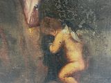 a picture of a painting of a baby in a crucif