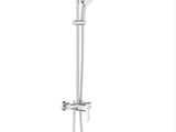 a close up of a shower head with a hand shower