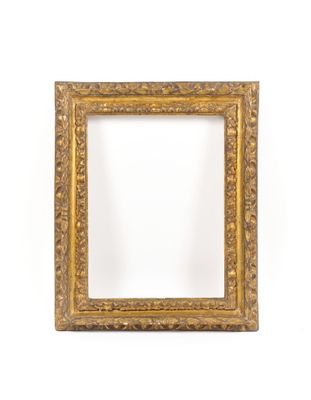 an old gold frame with a white background
