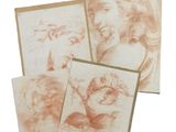 trois dessins représentant une femme et un enfant, dont l'un tient un oiseau dans ses mains