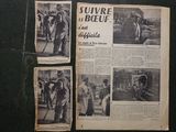 several old photos of motorcycles are displayed on a black surface