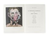 an open book with a picture of a man blowing a bubble out of his mouth