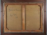 an old wooden frame with a drawing on it
