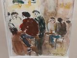 une image d'un tableau représentant un groupe de personnes assises à une table