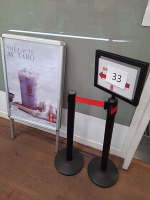 a picture of a sign and a picture of a polar bear on display