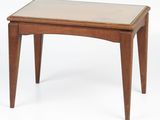an image of a small table with a glass top on a white background